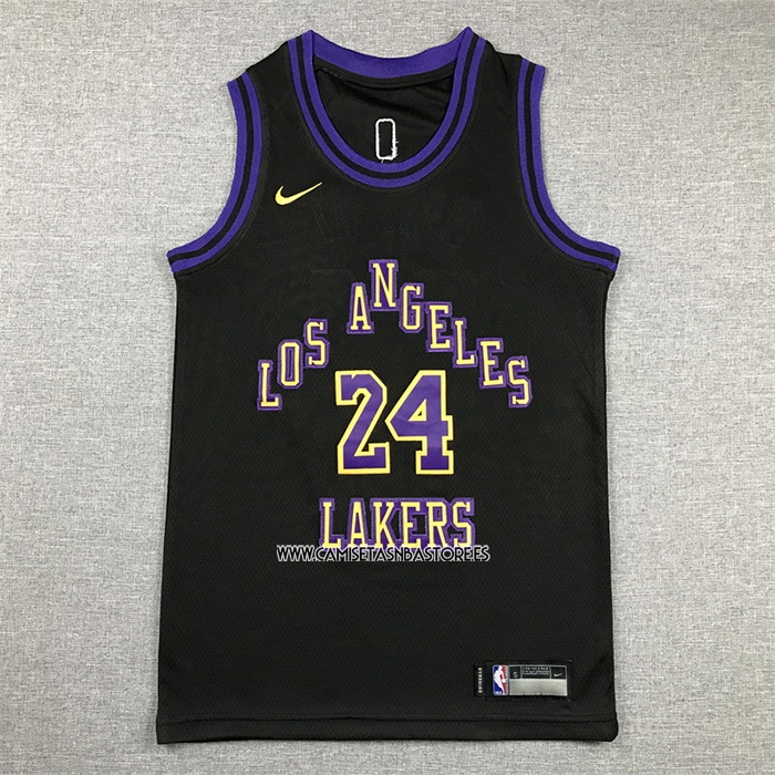 Kobe Bryant NO 24 Camiseta Nino Los Angeles Lakers Ciudad 2023-24 Negro